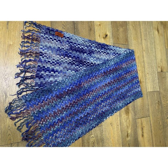 Missoni Chevron Wool Mohair Metallic Fringe Scarf - Picture 5 of 8